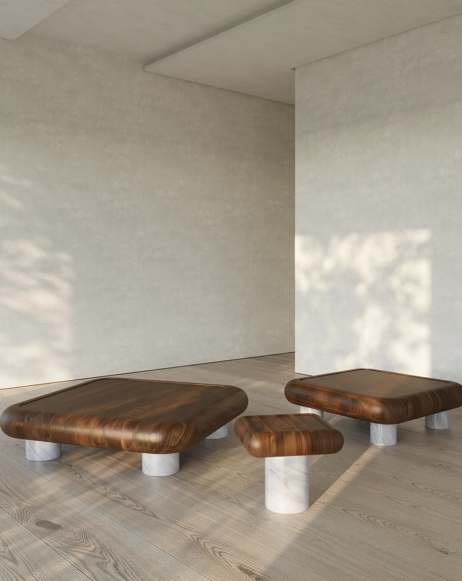 Wood and Marble Light Cofee Table