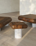 Wood and Marble Side Table