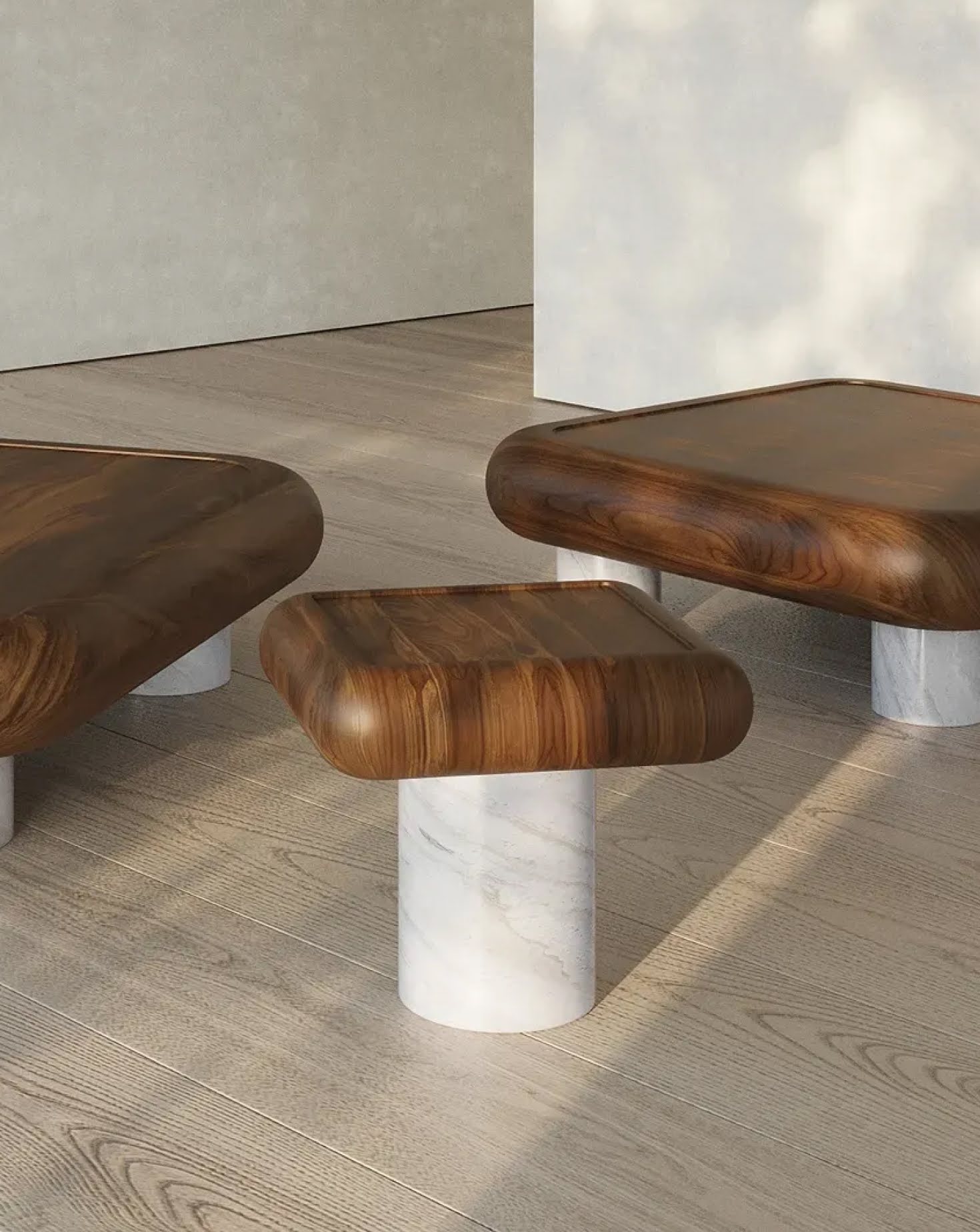 Wood and Marble Side Table