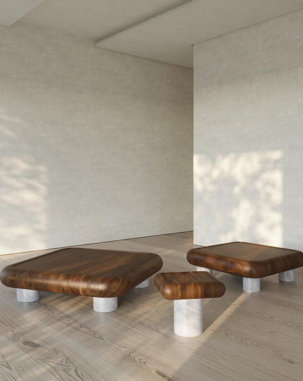 Wood and Marble Side Table