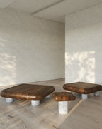 Wood and Marble Side Table