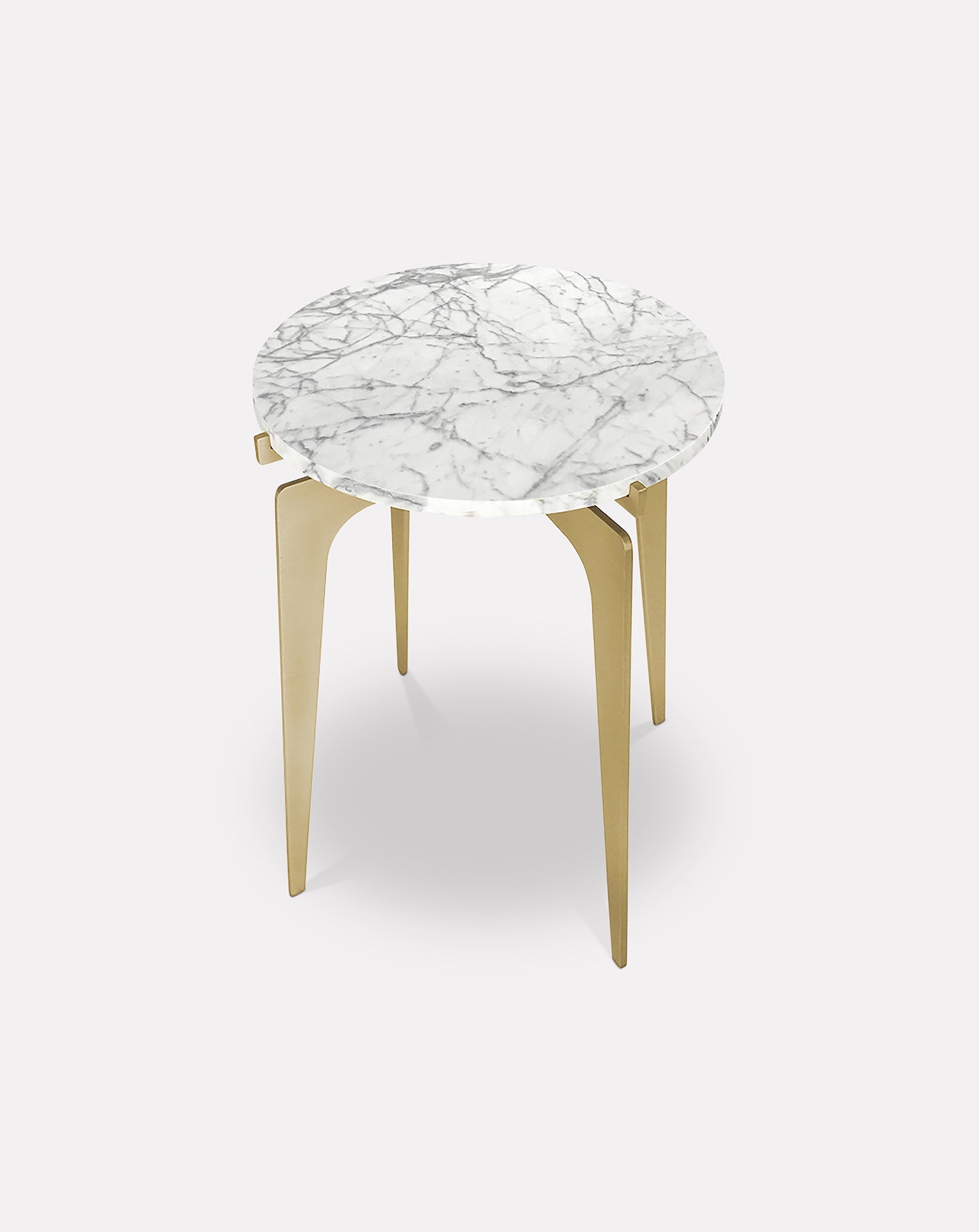 Bianco Marble and Metal Side Table