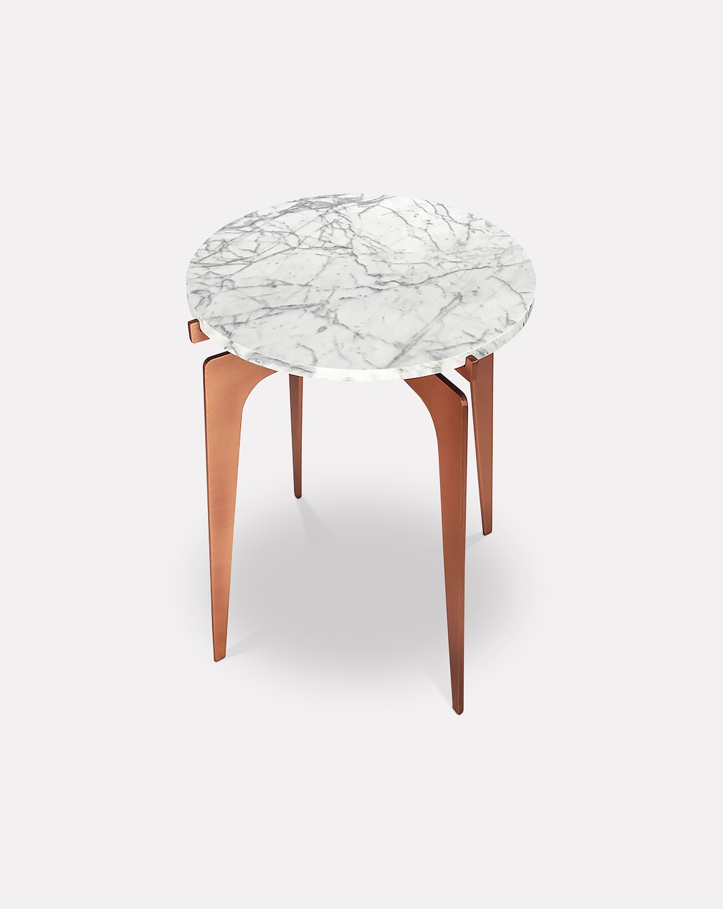Bianco Marble and Metal Side Table