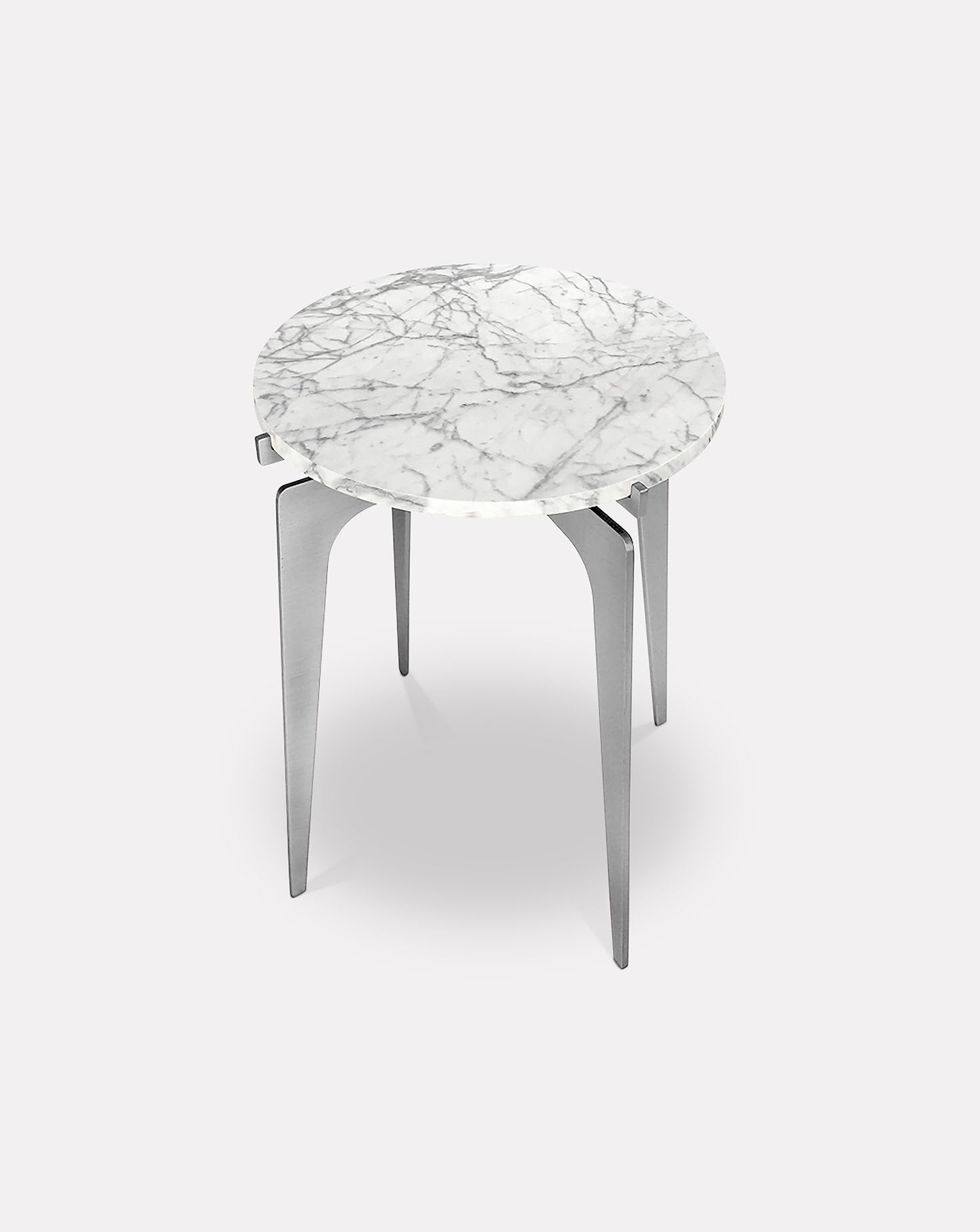 Bianco Marble and Metal Side Table