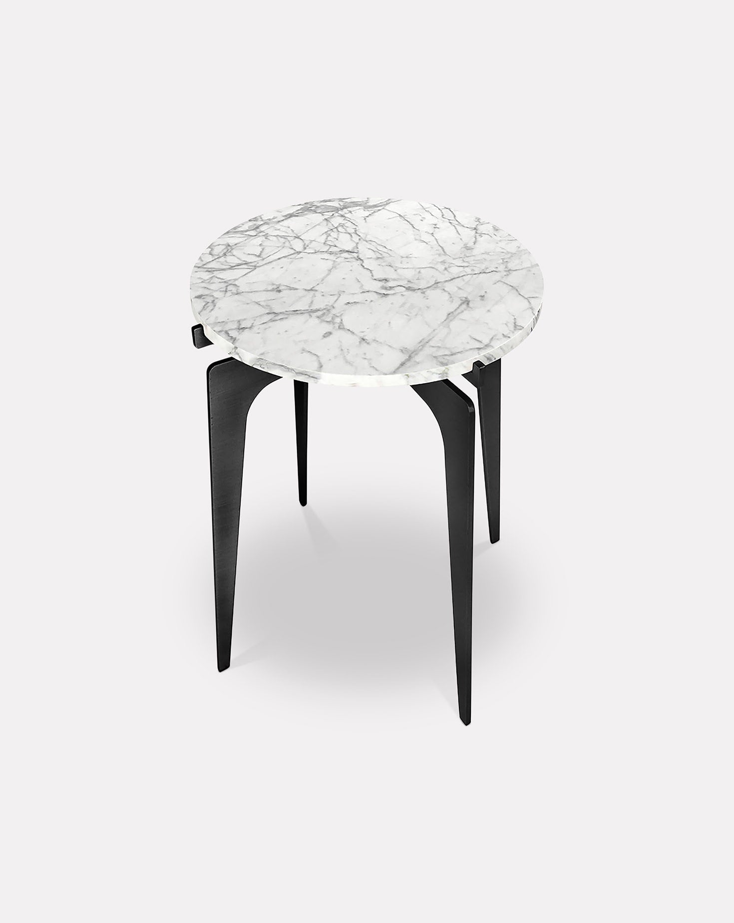 Bianco Marble and Metal Side Table