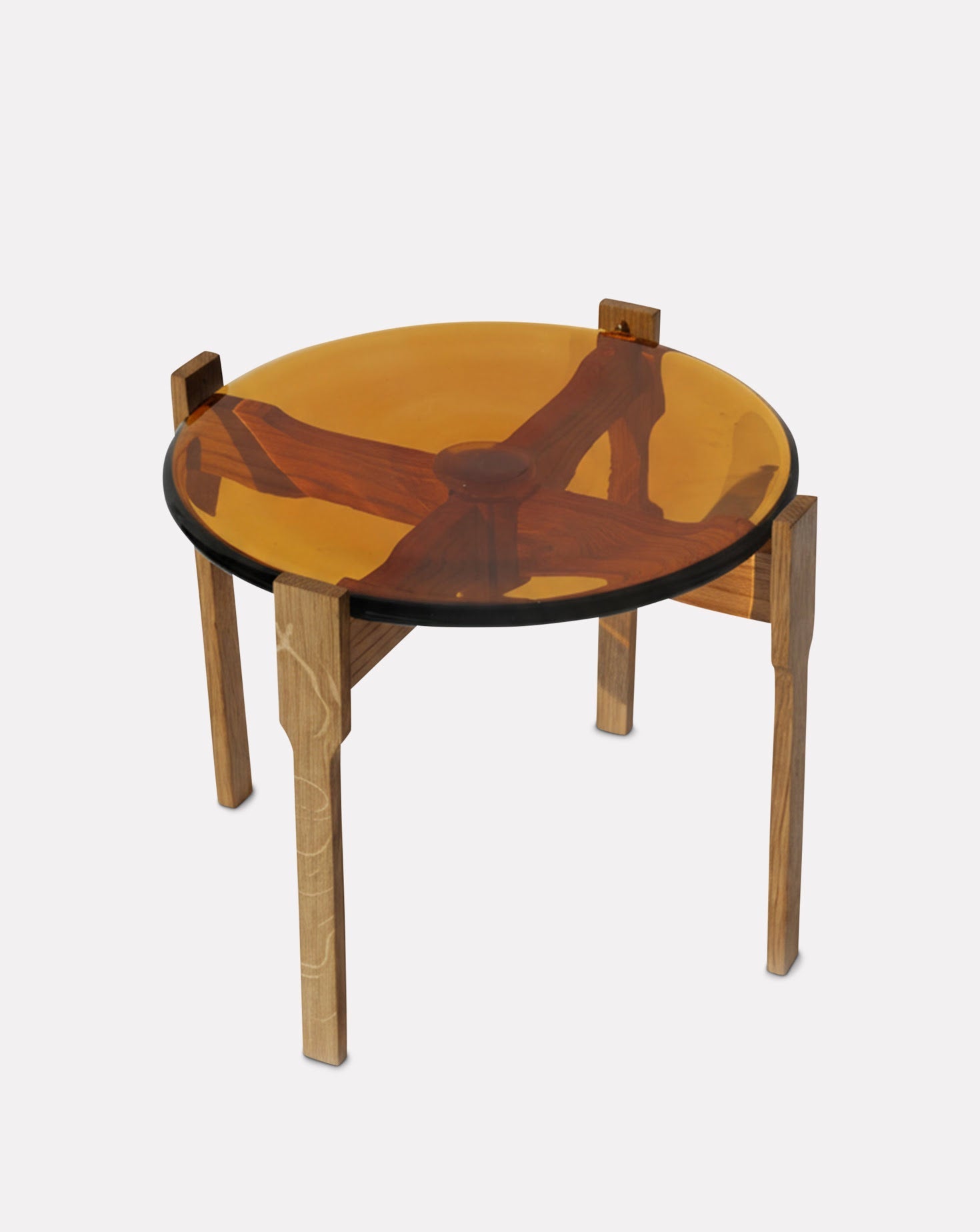 Wooden and Glass Top Side Table
