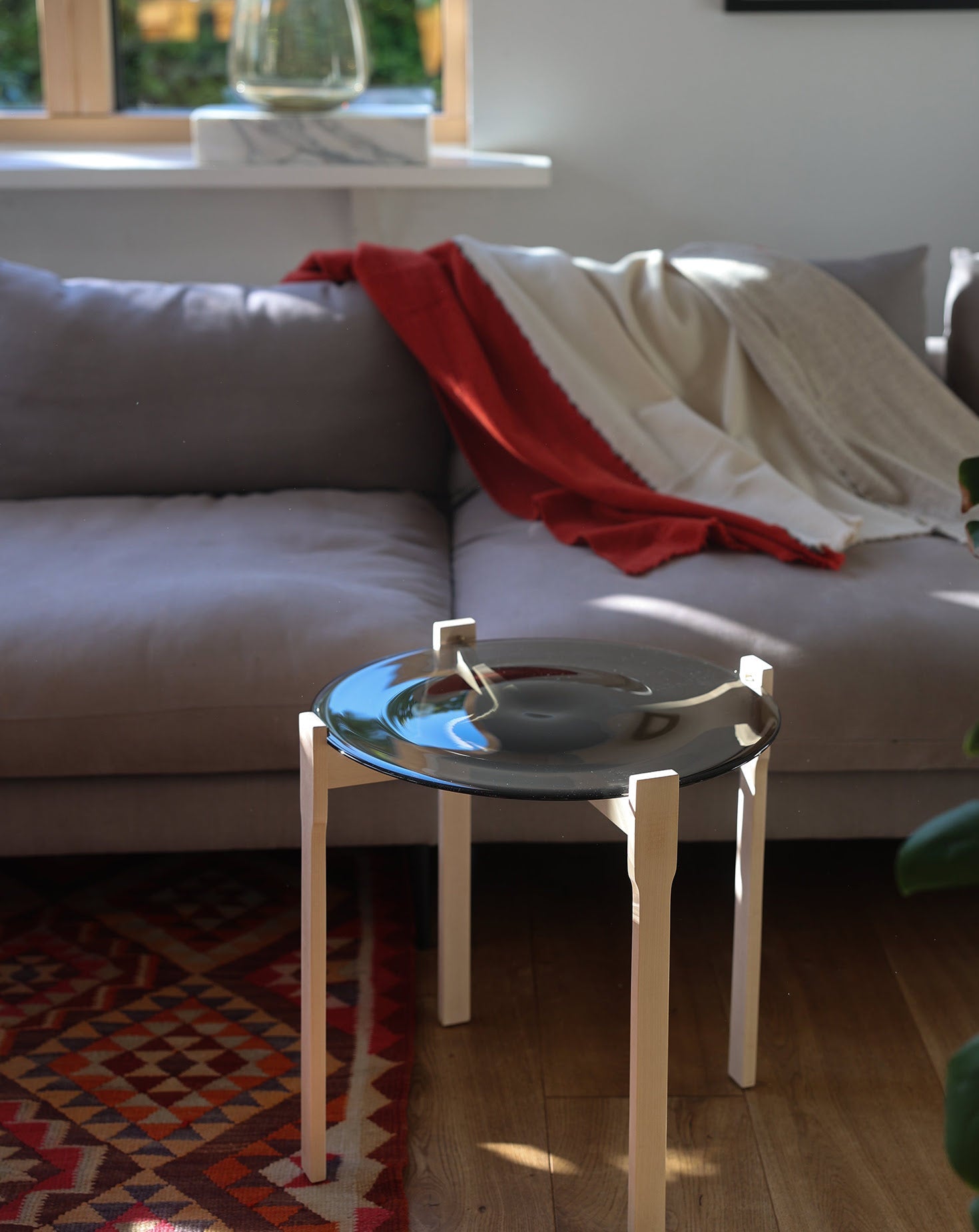 Wooden and Glass Top Side Table