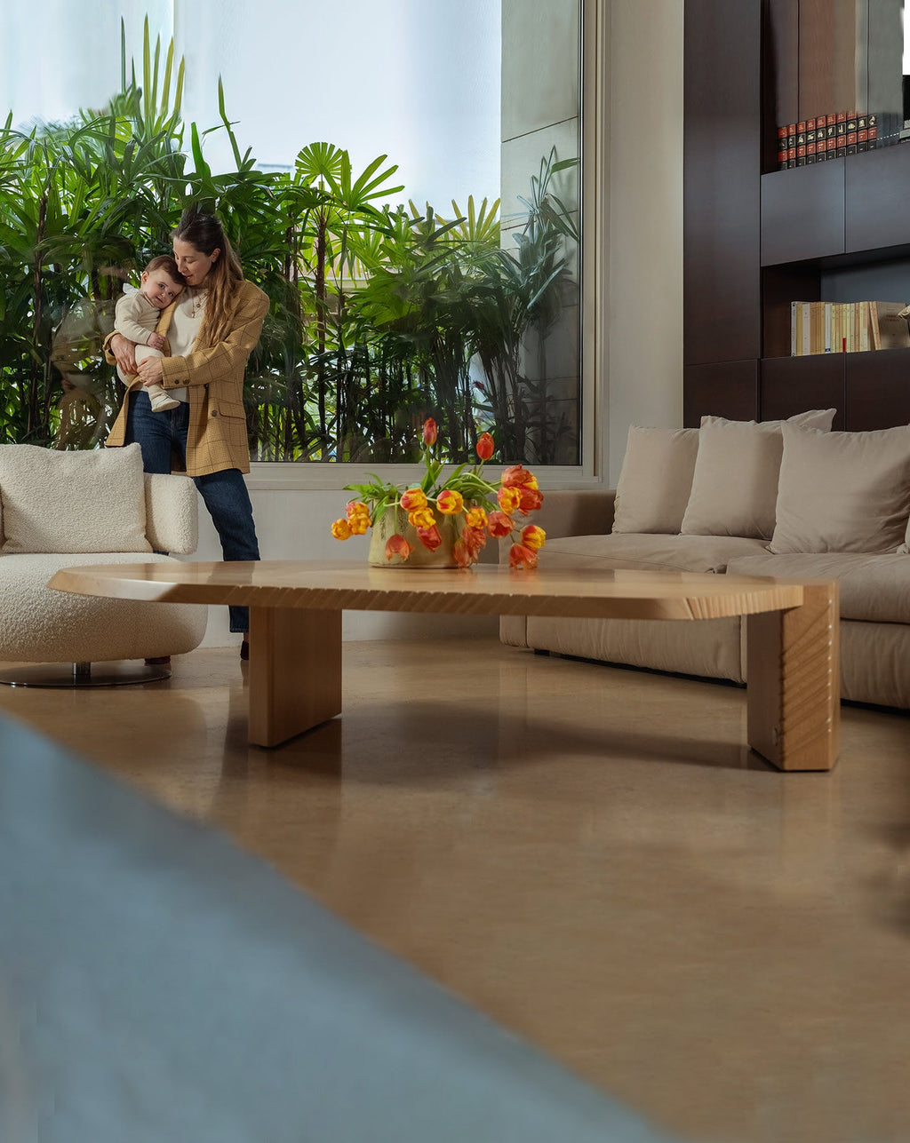 Natural Maple Wood Low Coffee Table